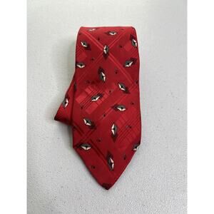 Polo by Ralph Lauren Red Geometric Pattern 100% Silk Handmade Tie NWOT
